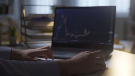 thoughtful hands analyzing charts in stock market.