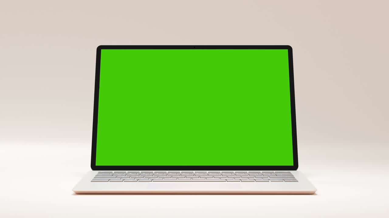 Clean Green Screen Computer for Presentation Beauty Blogger or Gaming Applications. Motion Laptop with Chroma Key for Advertising Mock Up Freelance Site. Show Greenscreen Background PC Notebook Nobody