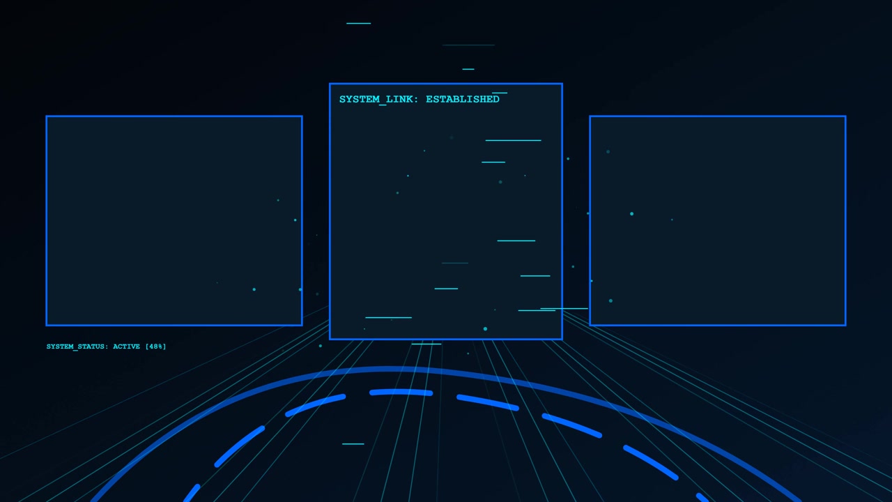 Futuristic Digital Interface with Data Loading and System Link
