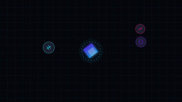Abstract Motion Graphics with Rotating Neon Geometric Shapes