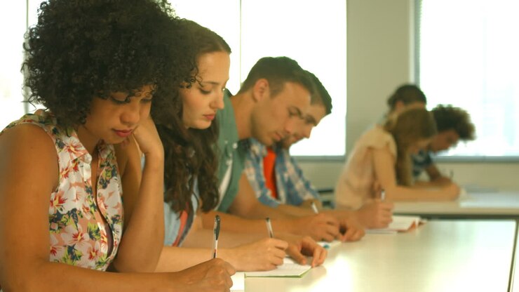 Students taking notes in lecture