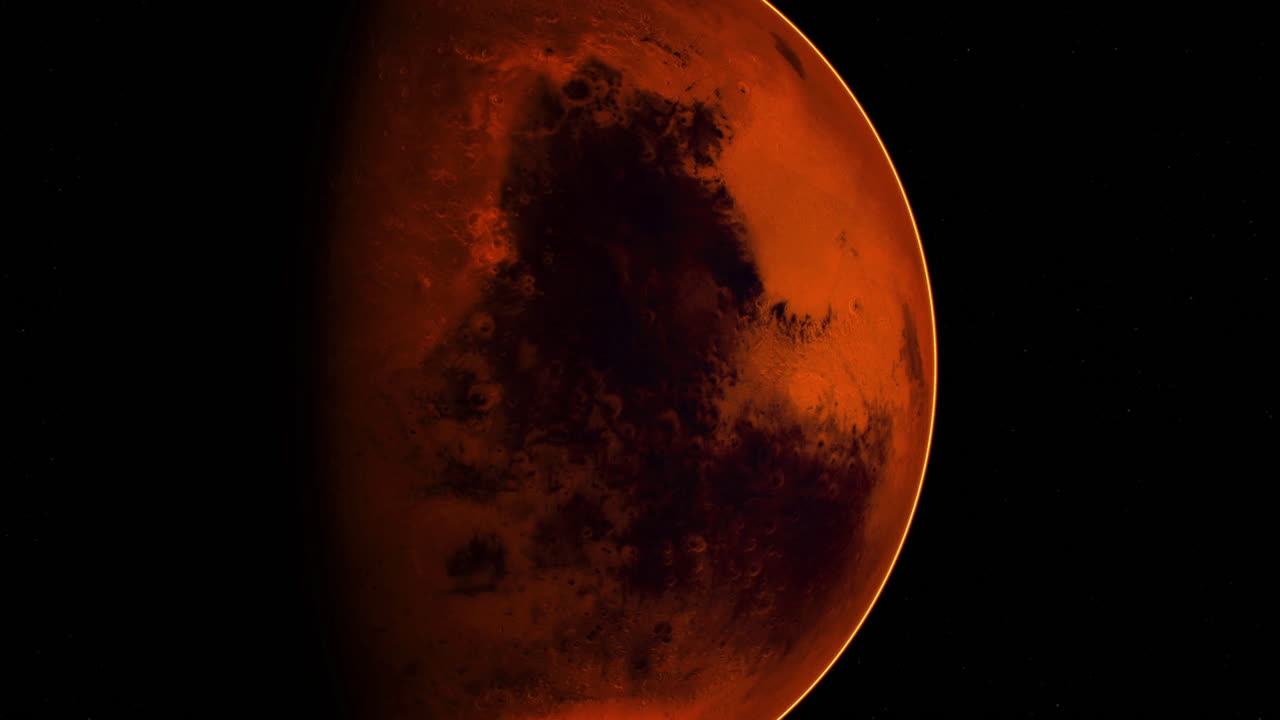 Stunning view of mars showcasing its reddish surface and atmospheric details