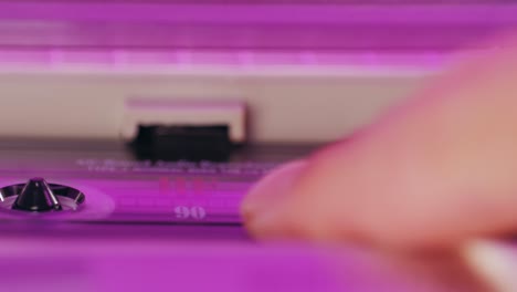 close-up of a cassette tape player
