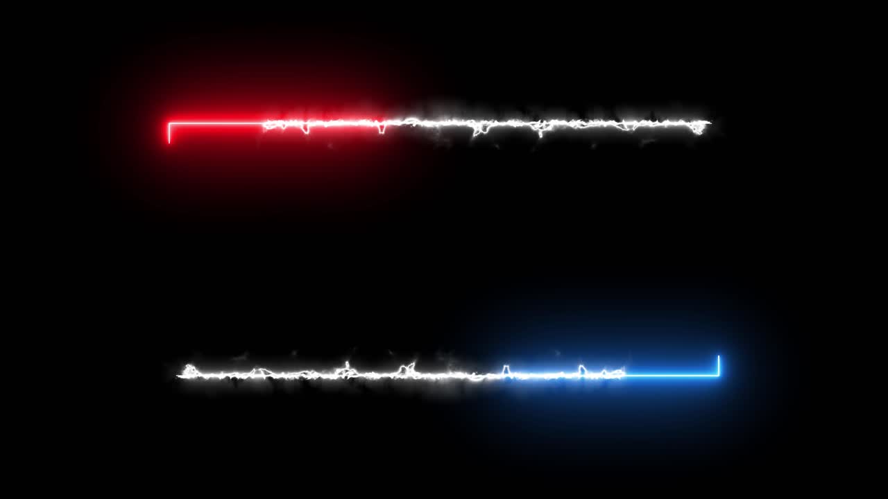 Animazione di cornici elettriche al neon rosse e blu su sfondo nero