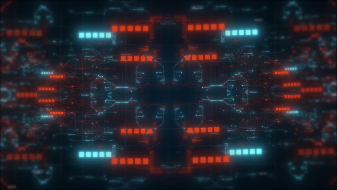 Abstract Digital Circuit Hud Animation