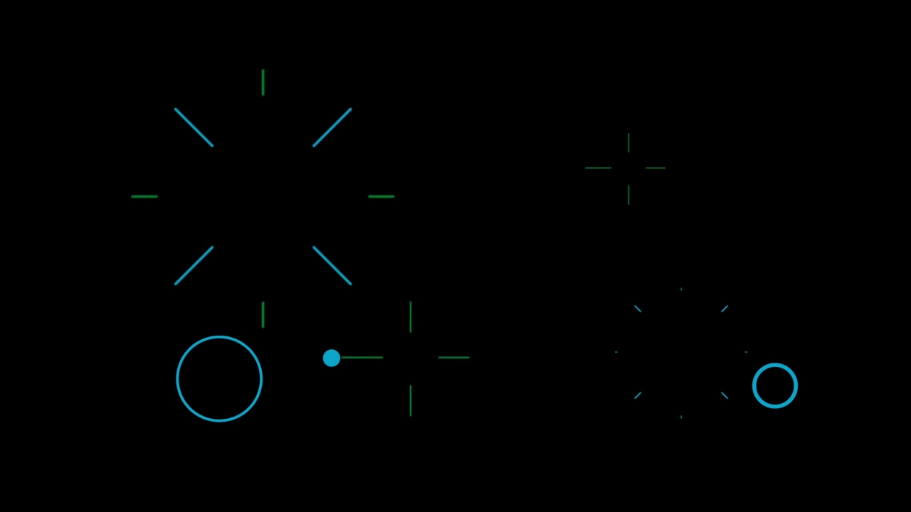 Animation colorful geometric shape isolate floating on black background.