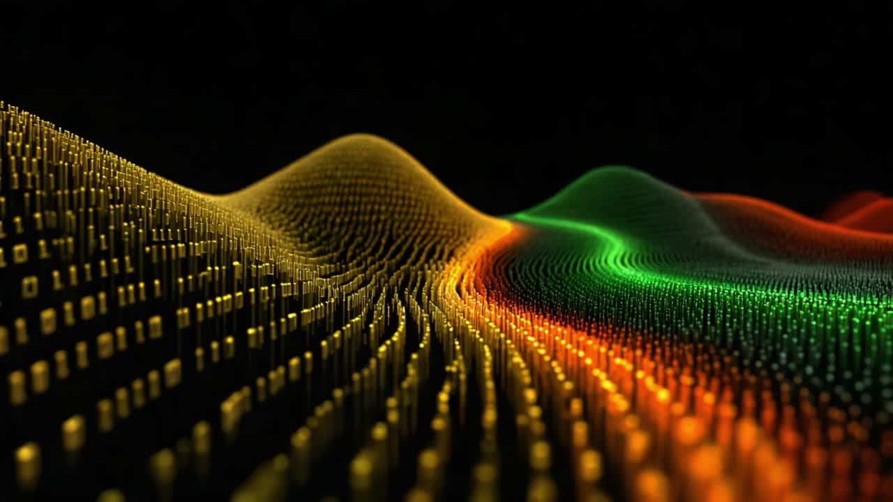 Vibrant Data Visualization: A Stunning Display of Colorful Waves and Patterns Representing Information Flow in a Digital World