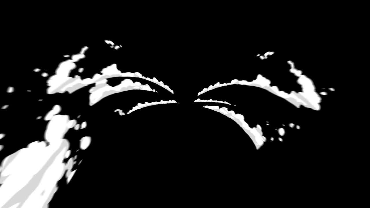 빠른 움직임에서 연기 애니메이션. 게임에 대한 애니메이션 요소. 만화 증기 구름. 루프 검은 애니메이션.