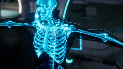 examen de escaneo de huesos de esqueleto humano en el laboratorio