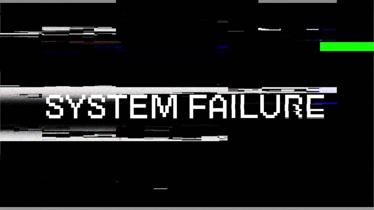 System Failure Glitch Text on Black Screen