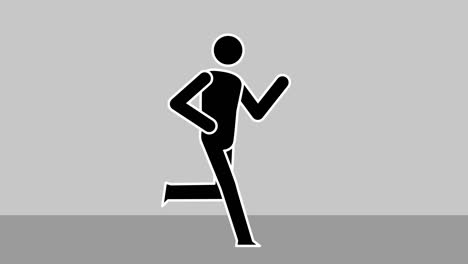 Cartoon Stick Figure Male Character Running Cycle Loop Animation Isolated with Luma Matte for Alpha