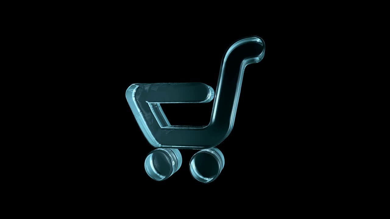 símbolo conceptual de compras. icono abstracto de carrito de compras de vidrio transparente