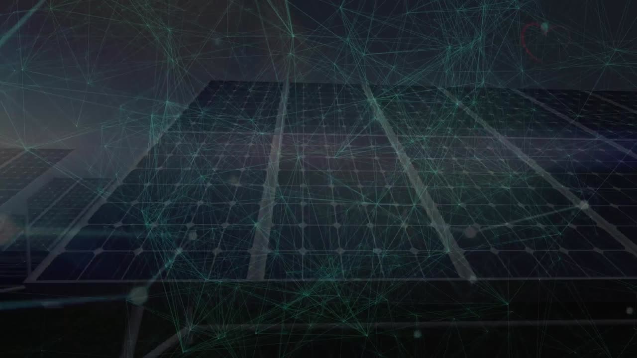 animación de redes de conexiones a través de paneles solares