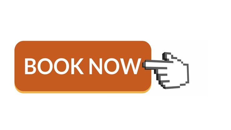 Book now button with pointing hand 4k