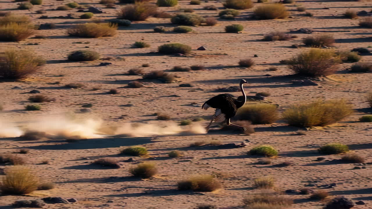 Ostrich Running Across the Desert
