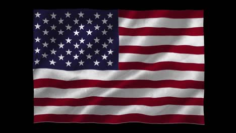 Digital-animation-of-waving-american-flag-against-blue-spot-of-light-on-black-background