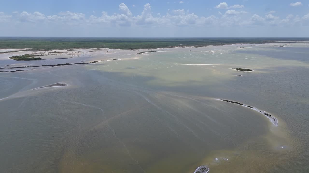 White sand banks at Rio Lagartos Lagoon, Yucatan