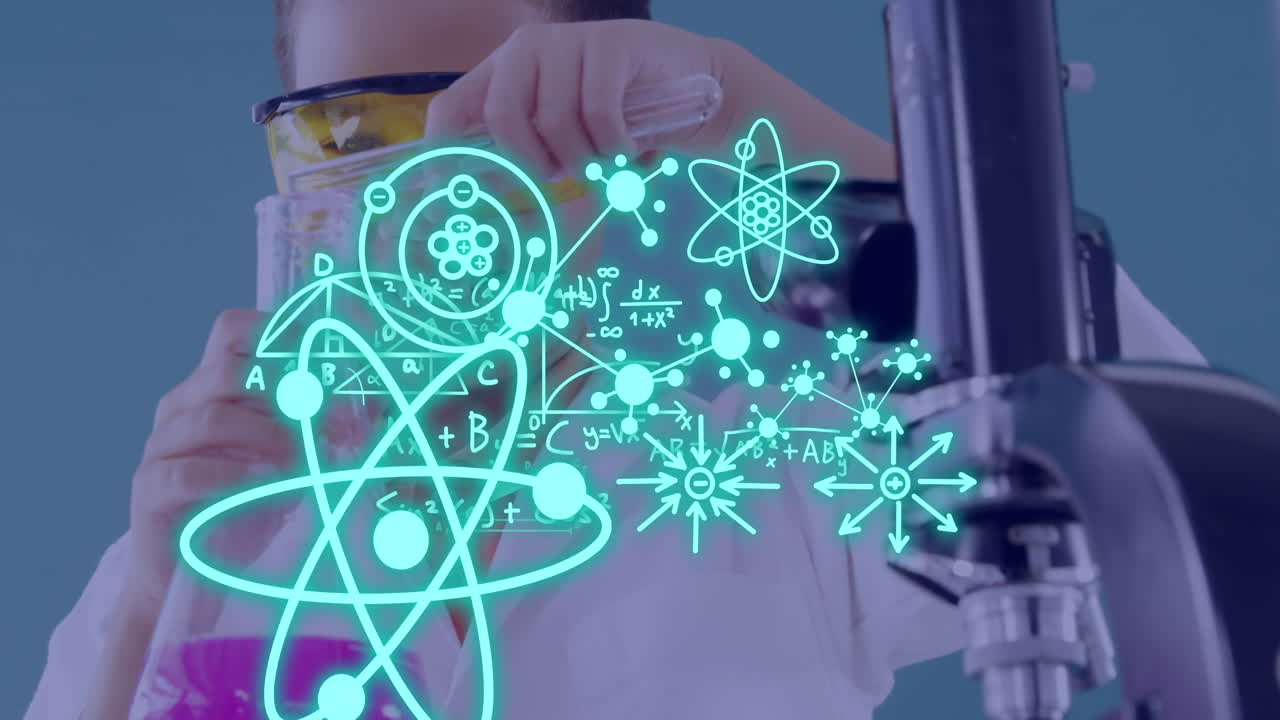 анимация обработки данных над двухрасовым студентом-мужчиной