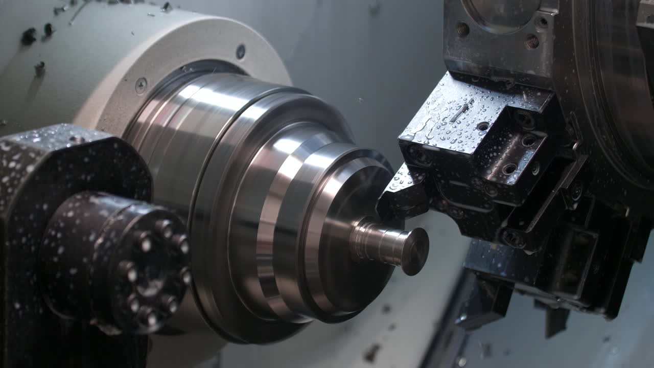 Lathe CNC machine at work. Nr.2 4k 50p 10bit AppleProRes