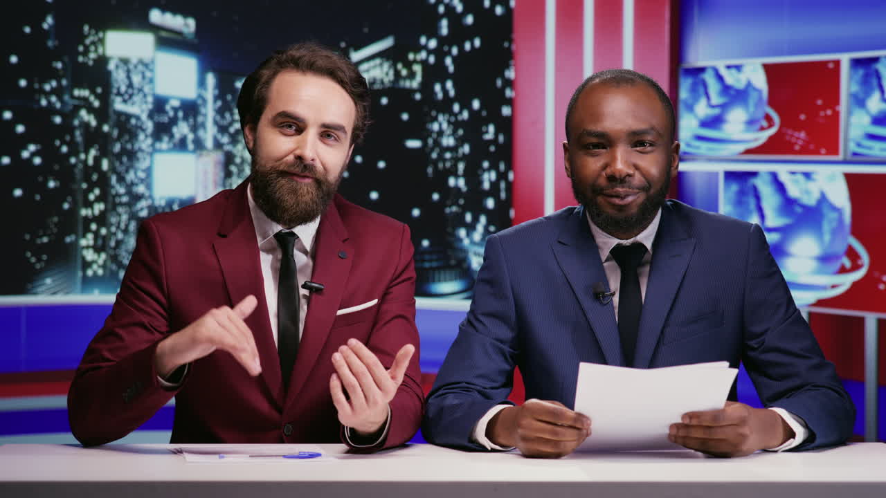 equipo de presentadores de programas nocturnos que presentan noticias