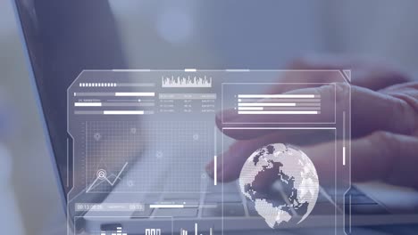 animación del procesamiento de datos financieros sobre empresarios que usan tablets