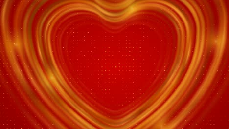 golden smooth hearts and dots abstract motion background