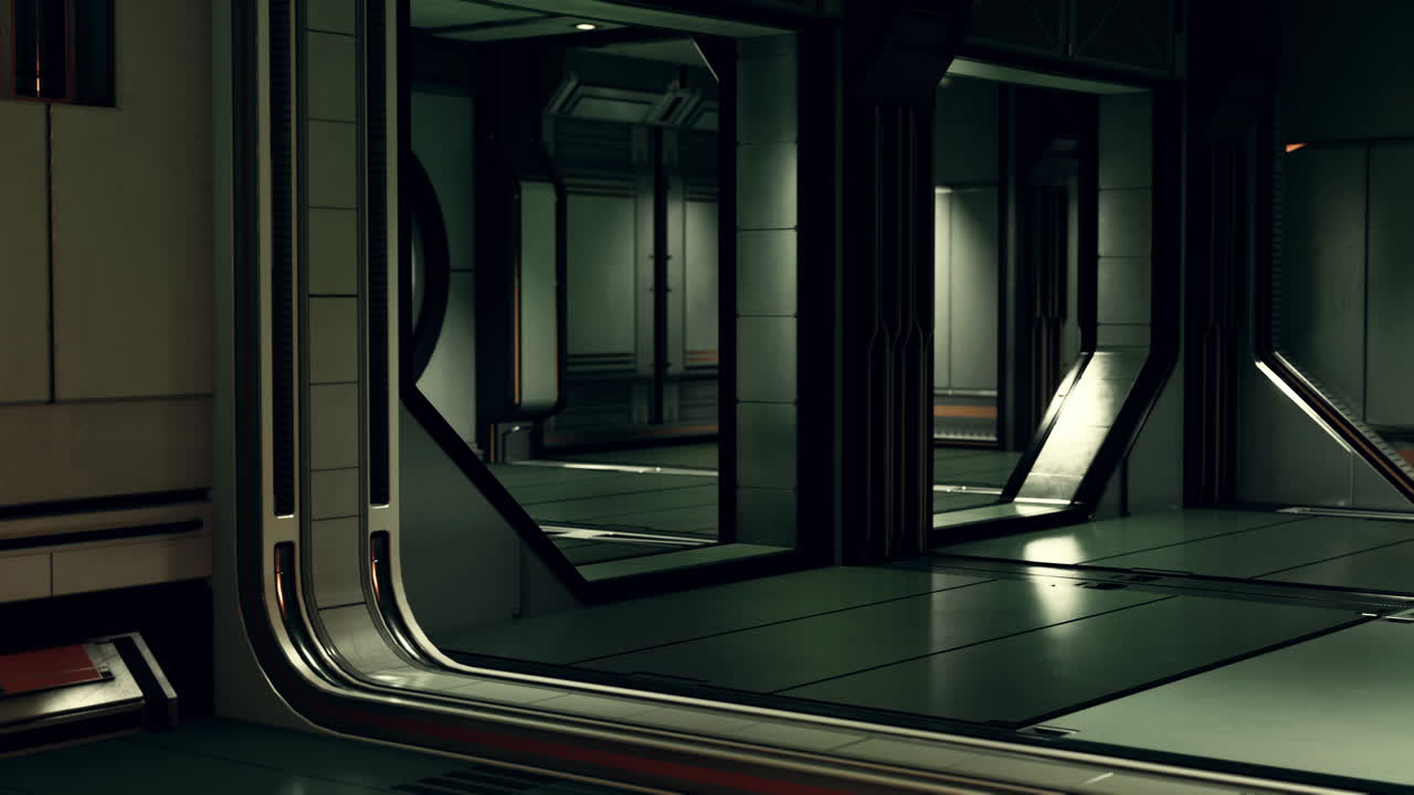 corredor de nave espacial realista y futurista de ciencia ficción