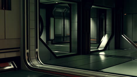 corredor de nave espacial realista y futurista de ciencia ficción