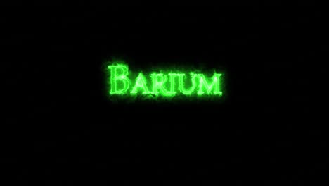 bario, elemento químico, escrito con fuego. bucle