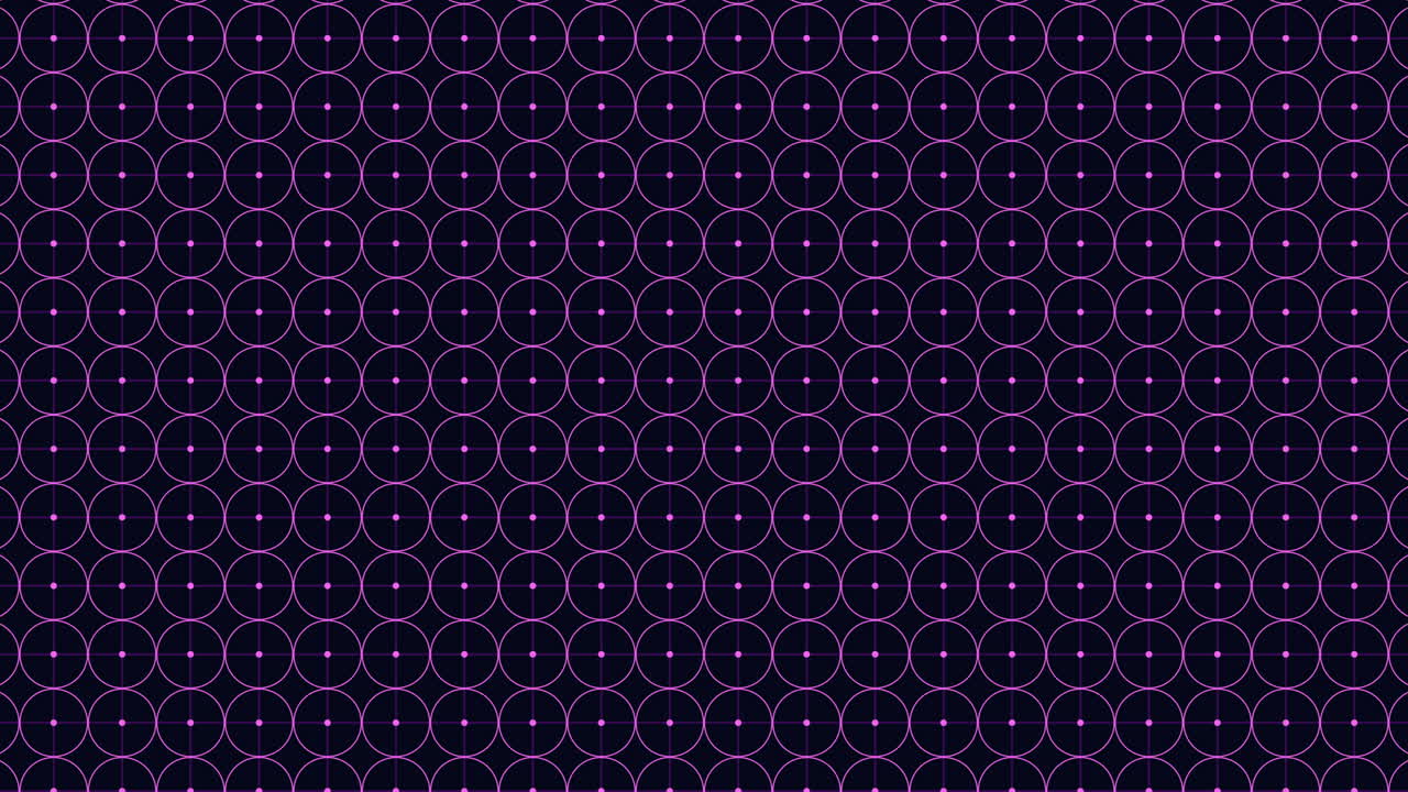 Digital grid with neon geometric circles in rows