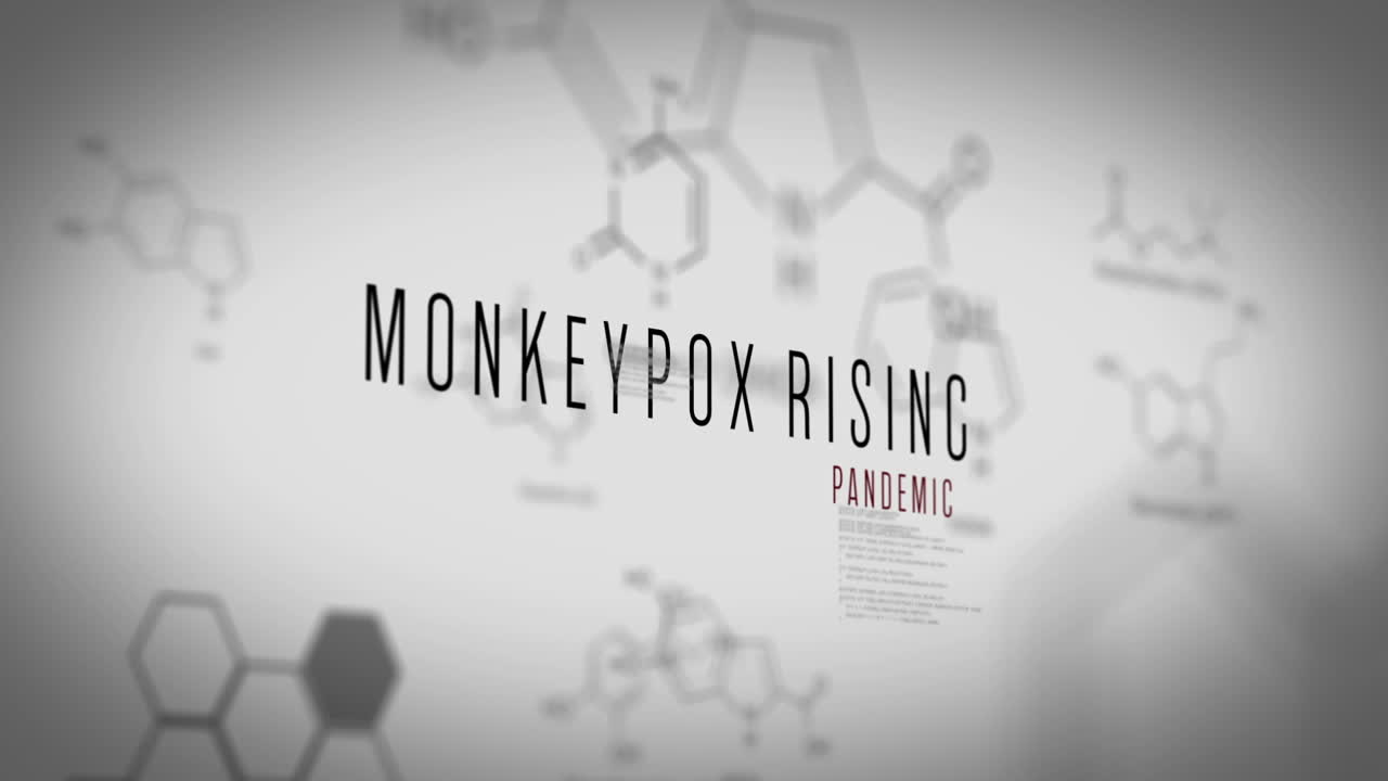 Animation of monkeypox rising text over data processing