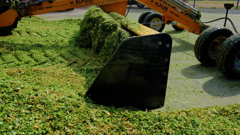 corn silage is made with a tractor slow motion