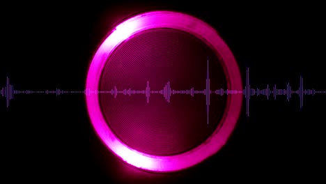 sound wave with luminous circular element on background 3d illustration