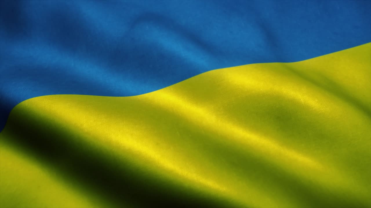 우크라이나 발은 바람에 흔들리고 우크라이나의 국기, 우크라이나 표지, 무결 루프 애니메이션.