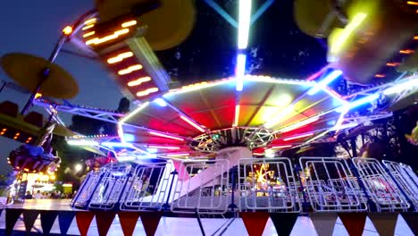 amusement park ride at night. entertainment & fun for tourists in sunny beach, bulgaria