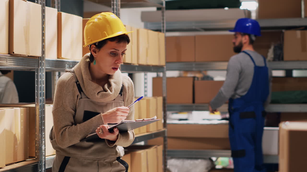 trabajadores del almacén comprobando el inventario