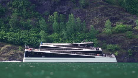 modern electric ferry in the naeroy fjord