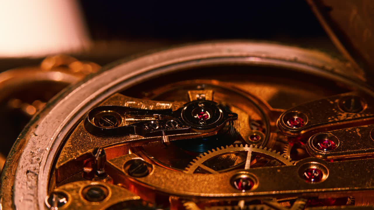 Mechanism and gears of an old pocket watch