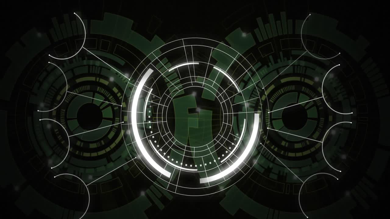 Animation of scan scoping over network of connections on dark background