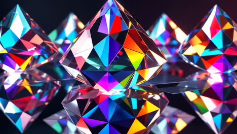 vibrant faceted crystals with prismatic reflections