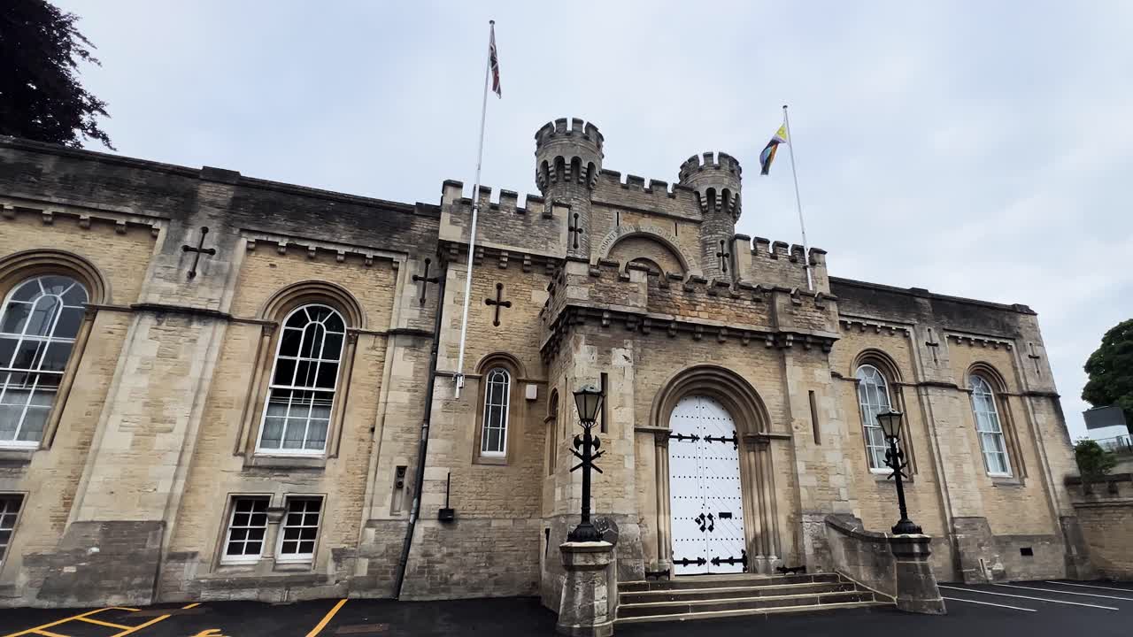Oxford Building with Rainbow Flag Pride Month