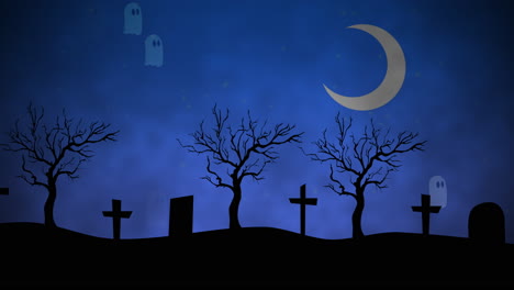 Halloween-Hintergrundanimation-Mit-Geistern-Auf-Dem-Friedhof-3