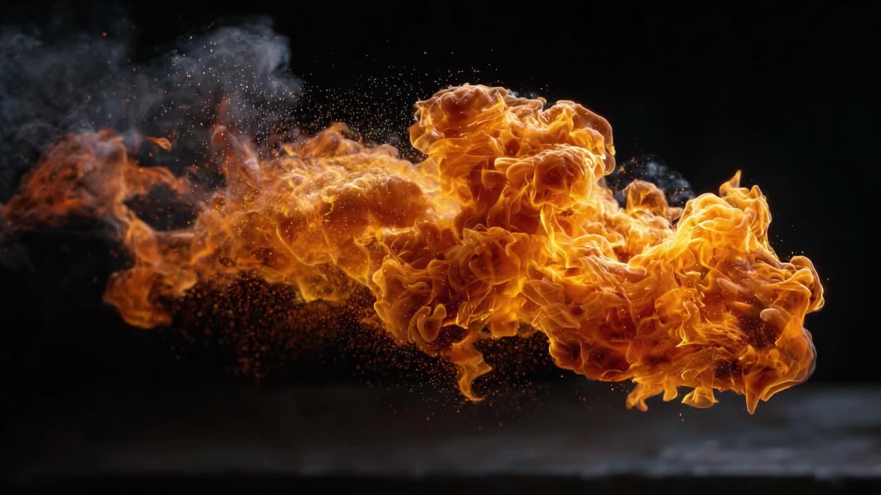 A Stunning Visual of Firefront: Dynamic Flames Dancing Against a Dark Backdrop Capturing the Essence of Power and Movement in This Mesmerizing Display of Heat and Light