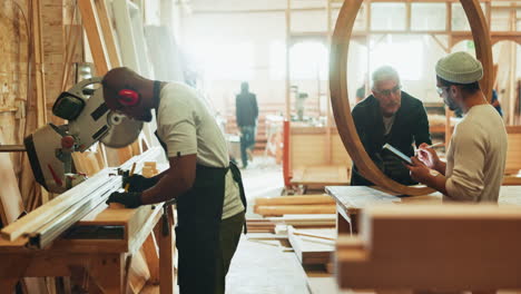 woodworkers in a carpentry workshop