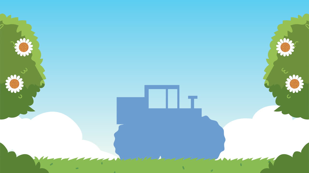 트랙터와 함께 시골 풍경