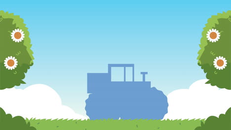 rural landscape with tractor