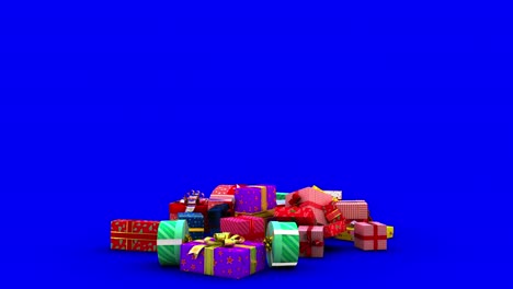 caídas de cajas de regalos de navidad con máscara mate y llave de croma en 4k