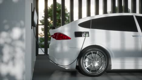 charging electric car suv in garage 3d animation
