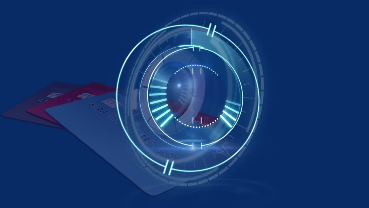 Animation of scopes scanning over credit cards