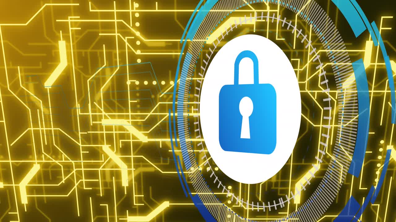 animación del icono del candado a través de la red de conexiones